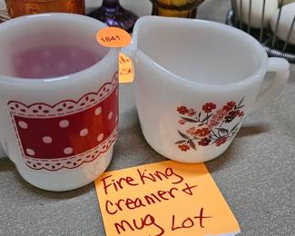 FIRE KING CREAMER AND MUG LOT
