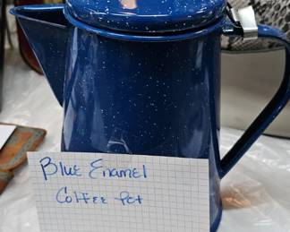 BLUE ENAMEL COFFEE POT