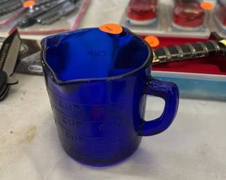 COBALT BLUE GLASS MEASURING CUP