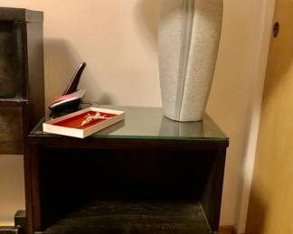 The Black 5 piece (Plus mirror) Bedroom Set $300 4 pieces have glass tops. The tall chest of drawers is 38 inches long by 20 inches deep 48 inches tall.
The Black Long Dresser is 64 inches long 20 inches deep. The base is 33 inches tall. The mirror is 56 inches long. I’m 33 1/2 inches tall. There is a corner of the glass broken.
The 2 Nightstands are 22 inches long 15 1/2 inches deep and 26 inches tall.
The Black Headboard and Footboard are 58 inches long 10 inches deep and 38 1/2 inches tall. $300