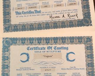 Michael Ricker Pewter Figurines, Michael Ricker PEWTER FIGURINES Includes COA (Certificate of Casting) from RICKER-BARTLETT CASTING STUDIO