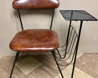 VINTAGE Mid Century Metal GOSSIP BENCH Phone Friend Telephone Stand Seat W HairPin Legs