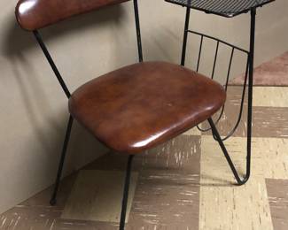 VINTAGE Mid Century Metal GOSSIP BENCH Phone Friend Telephone Stand Seat W HairPin Legs