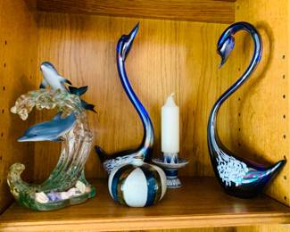 Glass Swan Sculptures