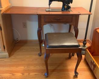 Antique Sewing Machine in Cabinet