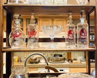 Vintage Ruby Etched Decanters
