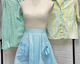 Vintage Waist-Tie Apron and Button-up Blouses - Bleyle and Unbranded
