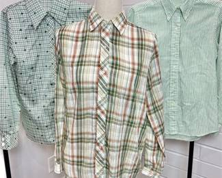 Vintage Long Sleeve Button-up Blouses - Corliss & (2) Unbranded