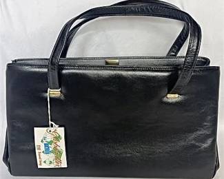 NWT Vintage Genuine Cowhide Margolin Black Handbag