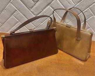 Vintage Light Brown and Dark Brown Purses - Lined in Genuine Leather
