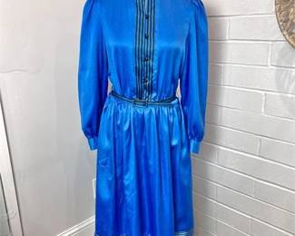 Vintage Size 14 DW3 Silk Polka Dot Dress w/ Removable Belt