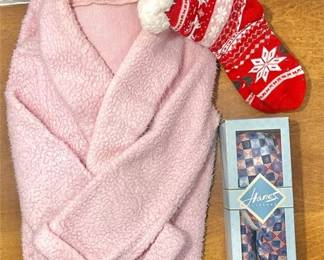 Fluffy Robe with New Vintage Hanes Large (8-9) and New Footie Slippers
