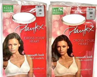 (2) NIB Playtex “Cross your Heart” 36B White Wirefree Brazier