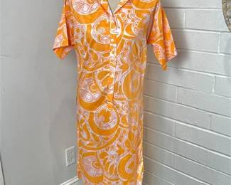 Vintage Size 15-16 Lady Bayard Orange and White Shirt Dress
