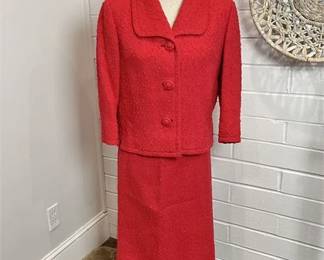 Vintage Mohan's Red Jacket and Skirt Two Piece Suit Set