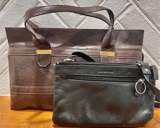 New Vtg Brown Leather Handbag with Black Jack Georges Purse