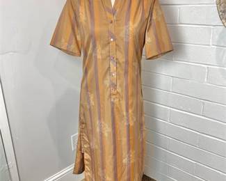 Vintage Size 12 Bayard Sport Subtle Striped Floral Shirt Dress