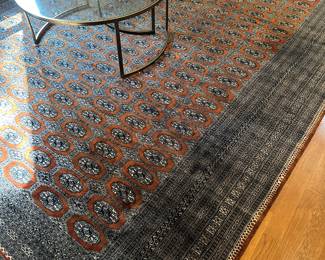 Pakistan/Bokhara area rug; appraisal available; 10.6’ x 13.1’