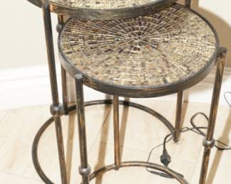 Mosaic & iron nesting tables-there are 3 sets of nesting tables available at this sale