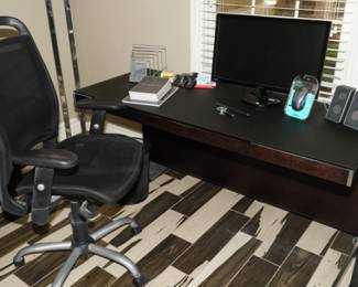 Tempered glass & wood computer desks x 2