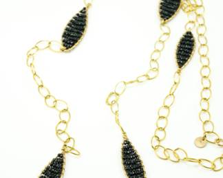 Black spinel & 14k necklace by Mabel Chong