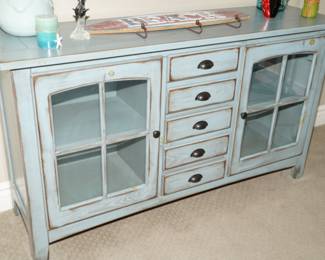 Distressed blue cabinet 