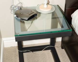 Tempered glass & iron "C" tables x 2
