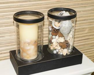 Iron & glass sconces with candle and seashells