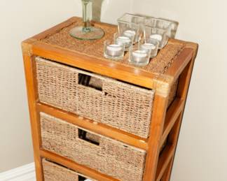 There are three rattan & wood storage units available-in different shapes and sizes