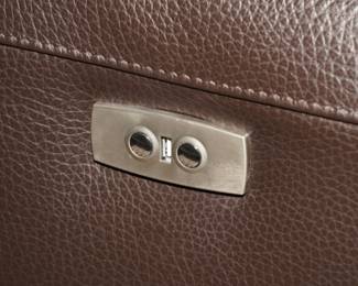 Double recliners on this leather sofa