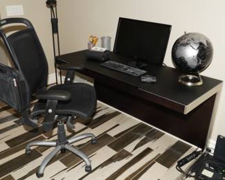 Tempered glass & black wood office desks x 2