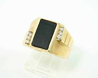 14k, diamond & onyx ring