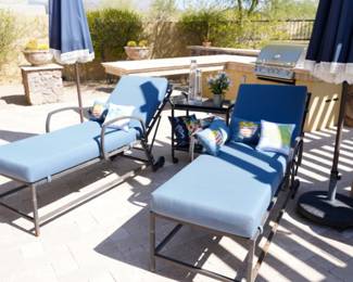 These adjustable loungers were custom made and are higher than typical loungers.  The cushions are in great condition as well. 
