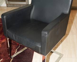 Black leather & chrome cantilever chairs-there are 2 chairs with arms and 4 without arms