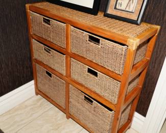 Rattan & wood storage unit