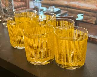 Georges Briard Yellow Icicle Glasses - Set of 6-                 c. 1970's- Rare- $150