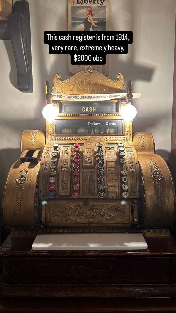 1915 National Cash Register with original lights, works! $2000 obo. First come first served must have ticket
