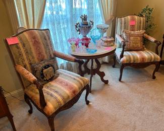 Pair of upholstered arm chairs