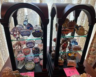 Paper Weights, smll boxes and crystal figurines