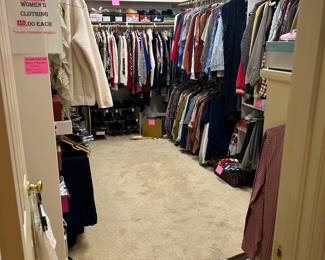 Tons of very nice womens and mens clothing and accessories and shoes! Tons with tags still on! Various sizes