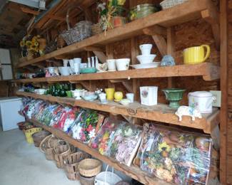 Flower Arranging Items, Pottery Planters (Some McCoy), etc