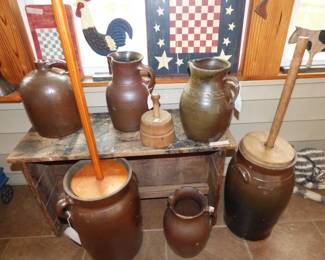 Southern Pottery.  Churns signed by S.R. Rogers.  See next Picture
