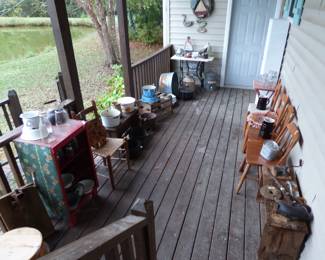 Back Porch Antique Granite Ware, Enamel Ware, Etc. (See Next 13 Pictures)