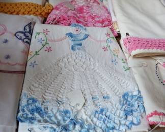 Hand Embroidered & Crocheted Pillow Cases