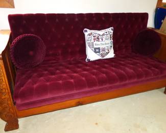 Antique Oak Settee than folds out to bed.  "Early Futon"