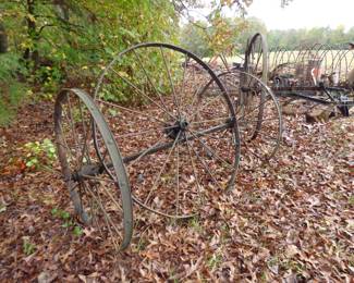 Metal Wheels with Axel, LARGE metal wagon wheel