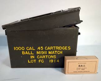 45 M1911 Pistol Ball Ammo, Approx 1000 Rds, In Metal Ammo Can