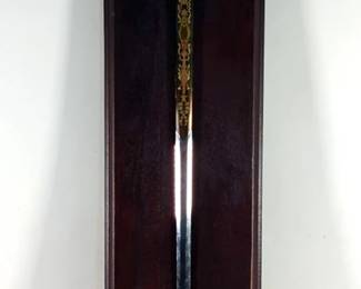 The Franklin Mint Napoleon Epi Ceremonial Sword, 26" Blade, On Wooden Wall Mount, 40" x 7"