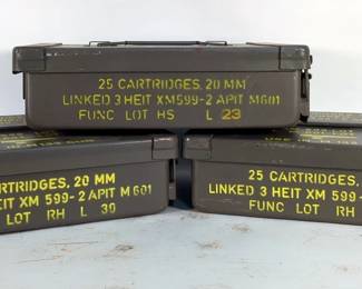 Metal Ammo Cans, Total Qty 3, Approx 14.25" x 9.25" x 4" 
