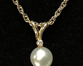 14KT GOLD CHAIN NECKLACE w PEARL
